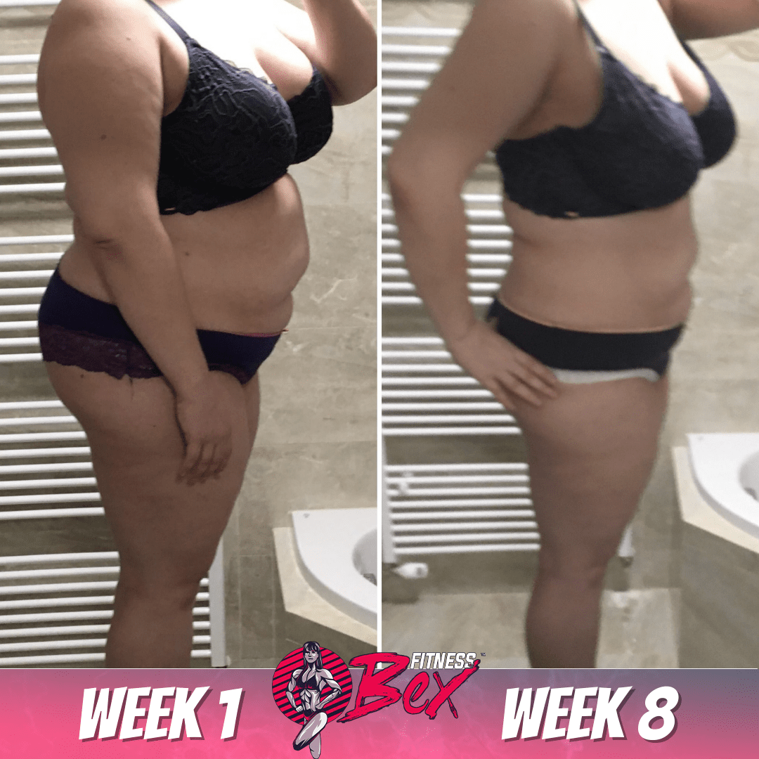 8 week transformation - 33lbs down. Joined the #GR8IN8 challenge and completely transformed her eating habits and activity levels.